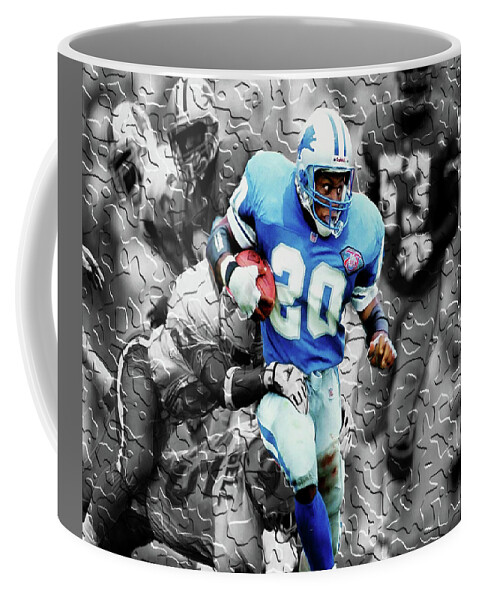 Barry Sanders Coffee Mug featuring the mixed media Barry Sanders Slipping Through 2a by Brian Reaves