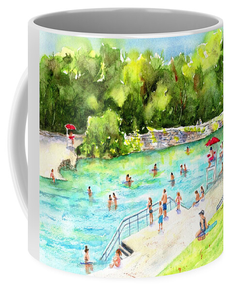 Austin Coffee Mug featuring the painting Barton Springs Pool by Carlin Blahnik CarlinArtWatercolor