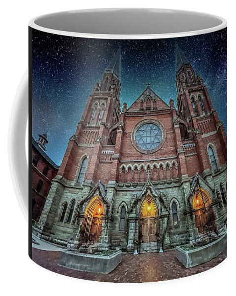 Detroit Coffee Mug featuring the photograph Basilica of Ste. Anne de Detroit IMG_7462-SKY by Michael Thomas