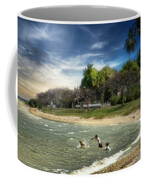 Cuba Coffee Mug featuring the photograph Bathe your dog at Troya Bay by Micah Offman