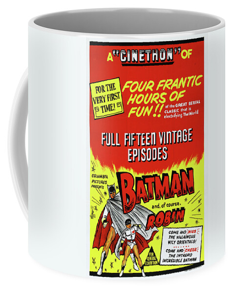 Batman Coffee Mug featuring the mixed media ''Batman and Robin'', 1949 by Stars on Art