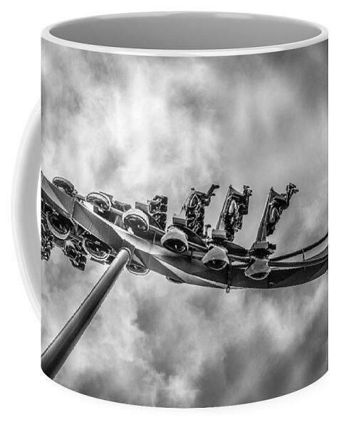 Black And White Coffee Mug featuring the photograph Batman Barrel Roll by Matthew Nelson