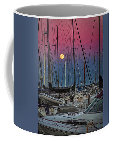 Moon Coffee Mug featuring the photograph Bayfield Marina and the Moon 022 by James C Richardson