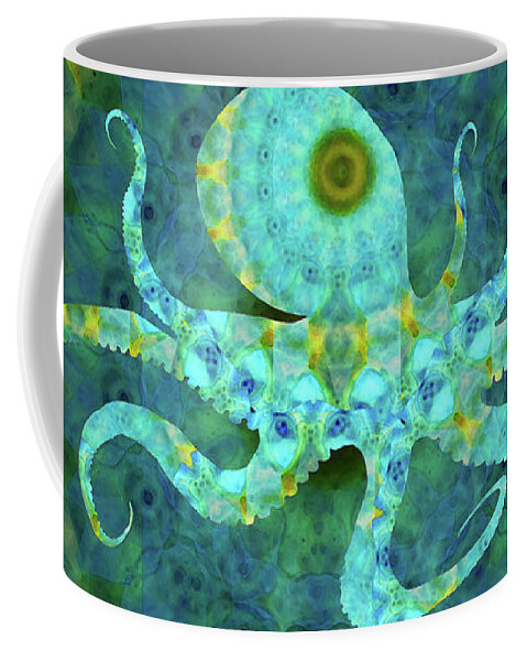 Mandala Coffee Mug featuring the painting Beach Art - Mandala Octopus - Sharon Cummings by Sharon Cummings