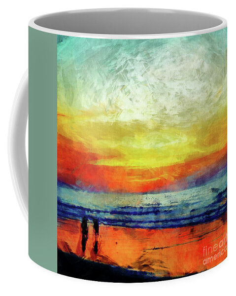Beach Coffee Mug featuring the digital art Beach At Sunset by Phil Perkins