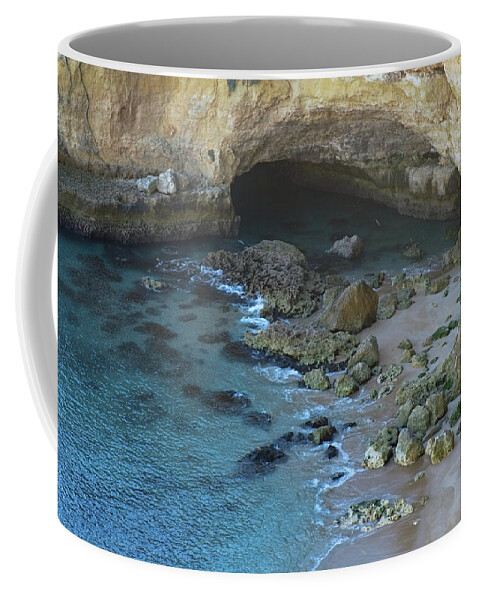 Be Like Water Coffee Mug featuring the photograph Beach Cave from the Cliffs in Malhada do Baraco by Angelo DeVal