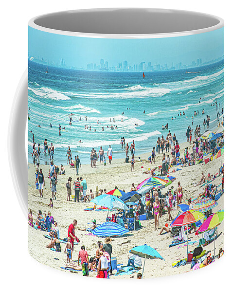 Huntington Beach Coffee Mug featuring the photograph Beach Crowd and Summer Sunshine by David Zanzinger