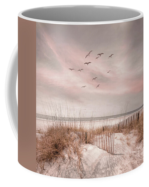 Dune Coffee Mug featuring the photograph Beach Fences on the Cottage Sand Dunes in Square by Debra and Dave Vanderlaan