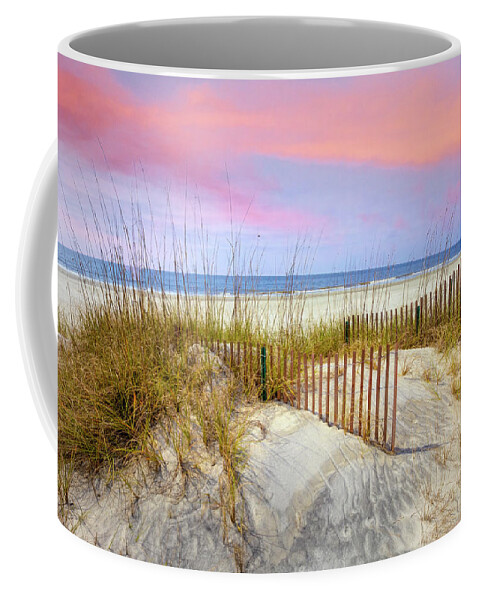 Clouds Coffee Mug featuring the photograph Beach Fences on the Sand Dunes by Debra and Dave Vanderlaan