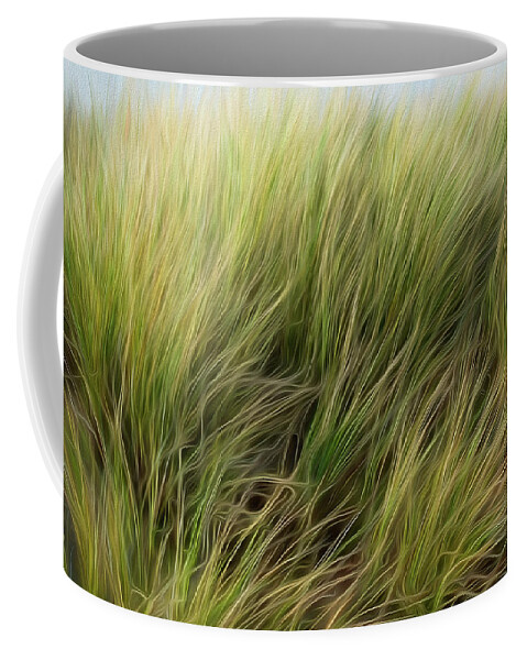 Deer Grass Coffee Mug featuring the digital art Beach grass- texture or background by Alessandra RC