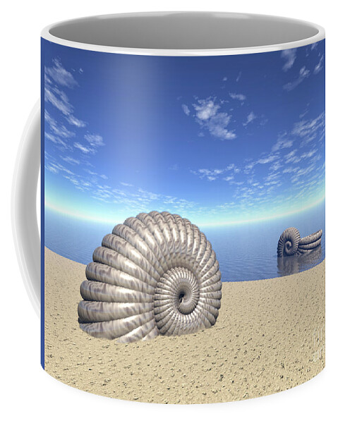 Ancient Coffee Mug featuring the digital art Beach of Shells by Phil Perkins