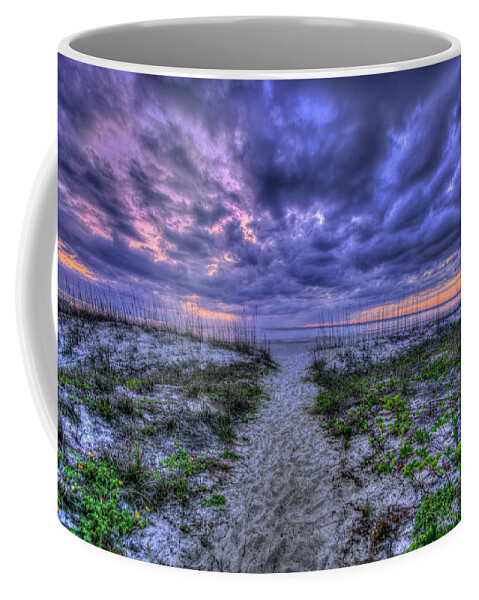 Beach Coffee Mug featuring the photograph Beach Pathway at Sunset by Carolyn Hutchins