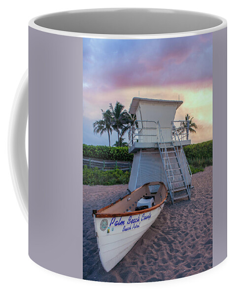 Lifeguard Tower Coffee Mug featuring the photograph Beach Patrol - Lifeguard Tower at Juno Beach by Laura Fasulo