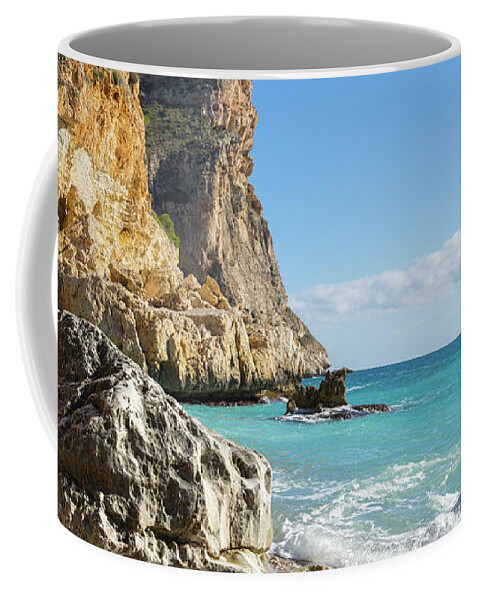 Cove Coffee Mug featuring the photograph Beach, Sun and Mediterranean Sea - Cala Moraig 2 by Adriana Mueller