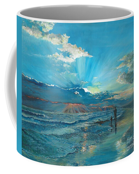 Beach Coffee Mug featuring the painting Beach Walk by Merana Cadorette