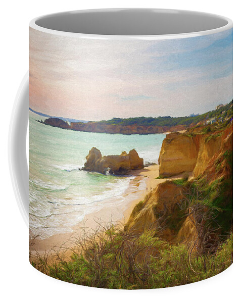 Algarve Coffee Mug featuring the photograph Beaches and cliffs of Praia Rocha, Algarve - 1 - Picturesque Edition by Jordi Carrio Jamila