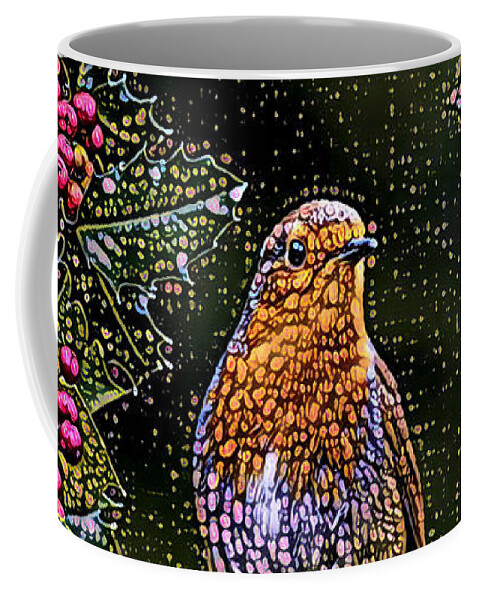 Bird Coffee Mug featuring the digital art Beaded Bird by Juliette Becker