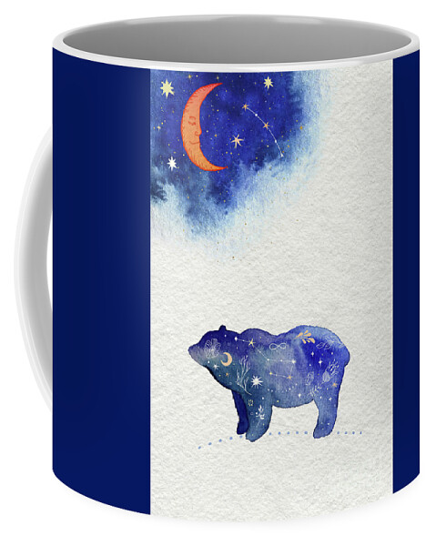 Bear And Moon Coffee Mug featuring the painting Bear And Moon by Garden Of Delights