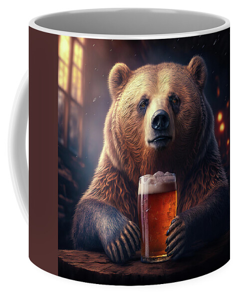 Bear Coffee Mug featuring the digital art Bear Beer Buddy 01 by Matthias Hauser