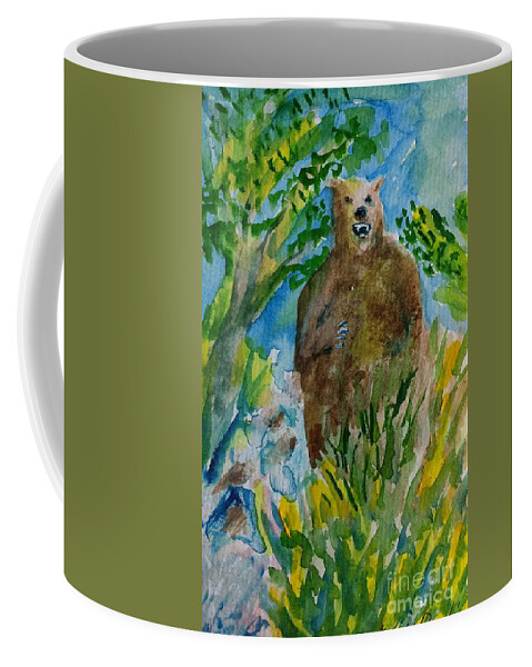 Watercolor Wildlife Bear Painting Coffee Mug featuring the painting Bear standing by Walt Brodis