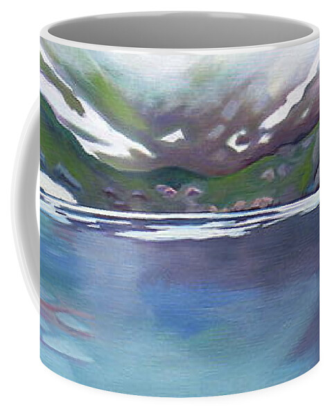 Alpine Coffee Mug featuring the painting Beautiful Alpine Lake by Shirley Galbrecht