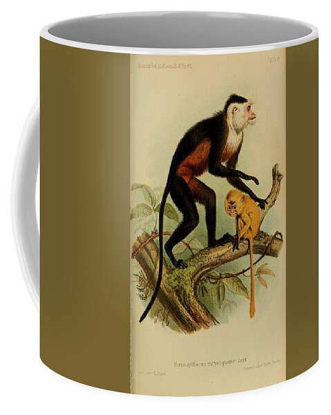 John Coffee Mug featuring the mixed media Beautiful Antique Monkey by World Art Collective