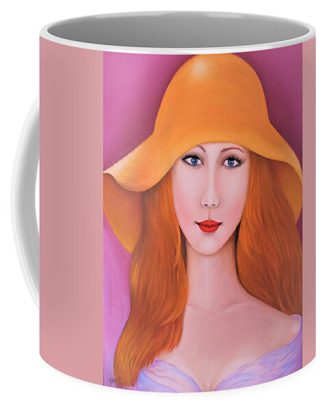 Wall Art Home Décor Lady Face Portrait Yellow Hat Women Portrait Gift Idea Oil Art Canvas Oil Painting Wall Decoration Lovely Lady Beautiful Eyes Art For Sale Coffee Mug featuring the painting Beautiful Arina by Tanya Harr