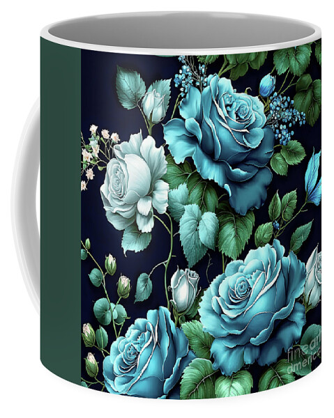 Blue Roses Coffee Mug featuring the painting Beautiful Blue Roses by Tina LeCour