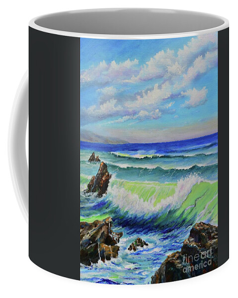 Beach Coffee Mug featuring the painting Beautiful Day at the Coast by Mary Scott