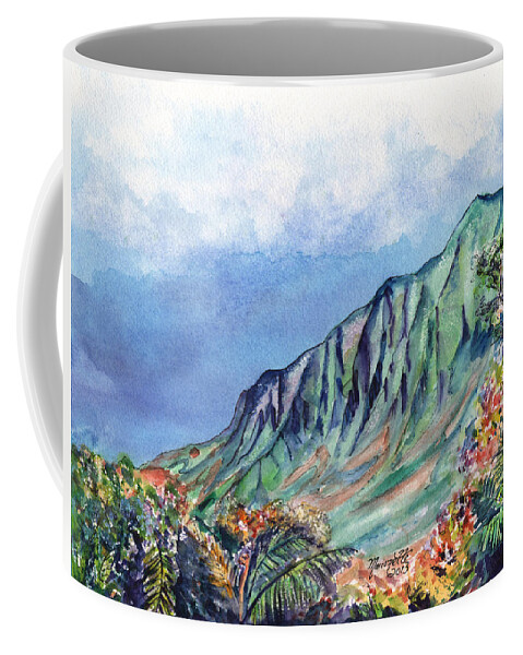 Kalalau Valley Print Coffee Mug featuring the painting Beautiful Kalalau Valley by Marionette Taboniar