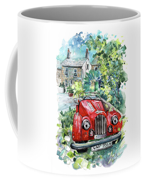 Travel Coffee Mug featuring the painting Beautiful Red Car In Mousehole by Miki De Goodaboom