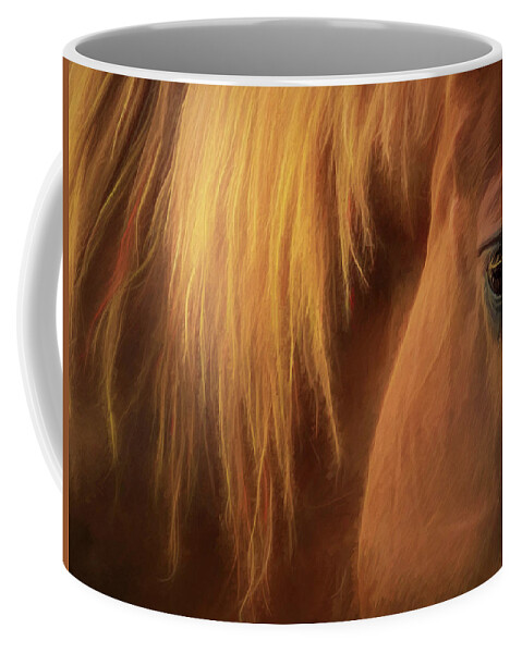 Horse Macro Coffee Mug featuring the photograph Beauty Golden Light by Kevin Lane