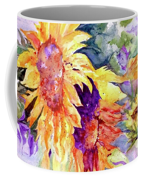 Sunflower Coffee Mug featuring the painting Because He Lives by Cheryl Wallace