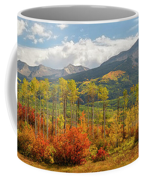 Crested Butte Coffee Mug featuring the photograph Beckwith Autumn Panorama by Aaron Spong