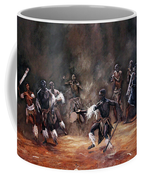 African Art Coffee Mug featuring the painting Becoming A King by Ronnie Moyo