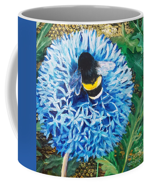Flower Coffee Mug featuring the painting Bee Prepared by Merana Cadorette