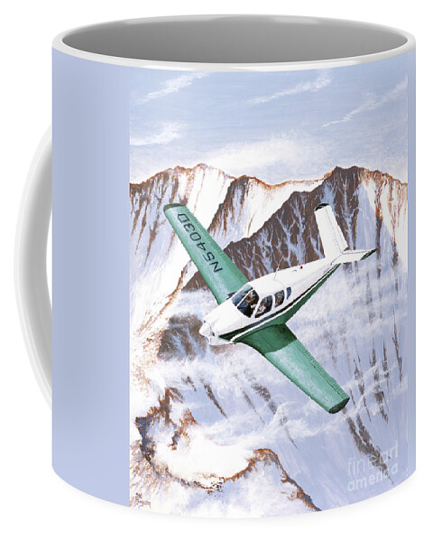 Aviation Coffee Mug featuring the painting Beechcraft Bonanza by Steve Ferguson