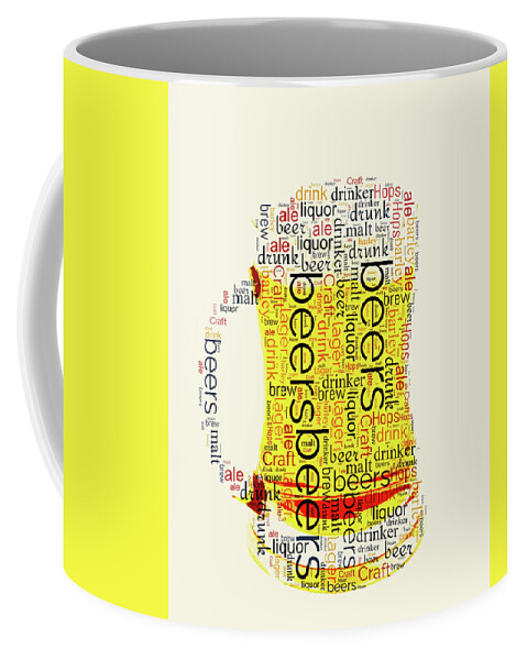 Beer Mug Typography Coffee Mug featuring the mixed media Beer Mug Typography by Dan Sproul