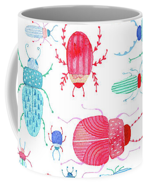  Beetle Coffee Mug featuring the painting Beetles by Nic Squirrell