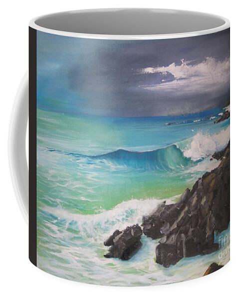 Rocks Coffee Mug featuring the painting Before the Storm by Almeta Lennon