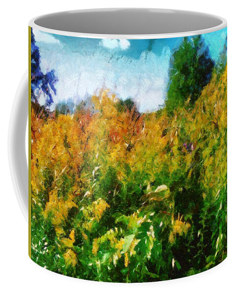 Autumn Coffee Mug featuring the mixed media Beginning of Autumn by Christopher Reed