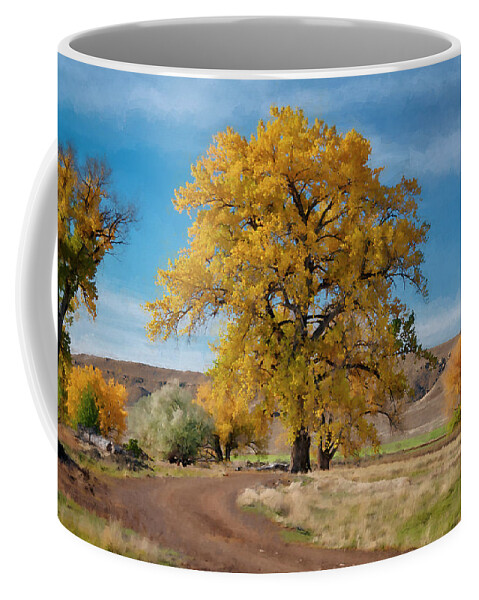 Belfry Coffee Mug featuring the painting Belfry Fall Landscape 5 by Roger Snyder