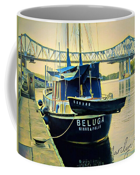 Mississippi River Coffee Mug featuring the painting Beluga at Winona by Marilyn Smith