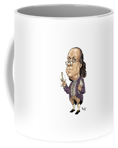 Cartoon Coffee Mug featuring the drawing Ben Franklin, i color by Mike Scott