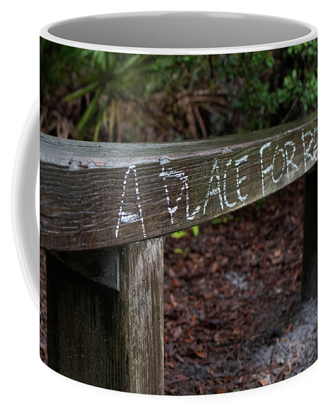 Big Coffee Mug featuring the photograph Bench for Rest by Carolyn Hutchins