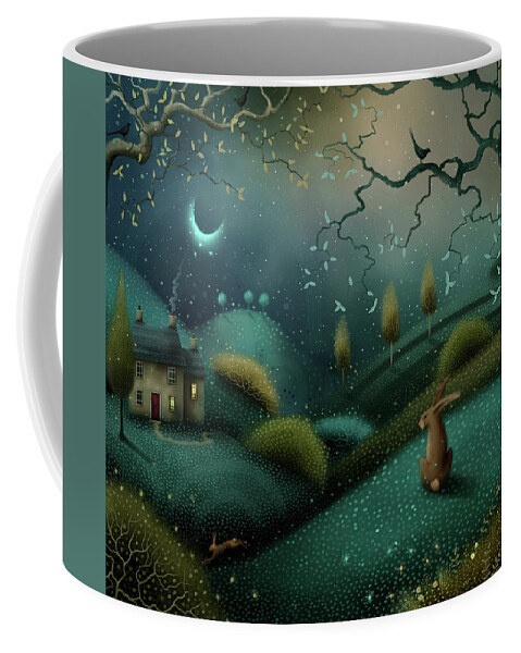 Landscape Coffee Mug featuring the painting Beneath The Blue Moon by Joe Gilronan