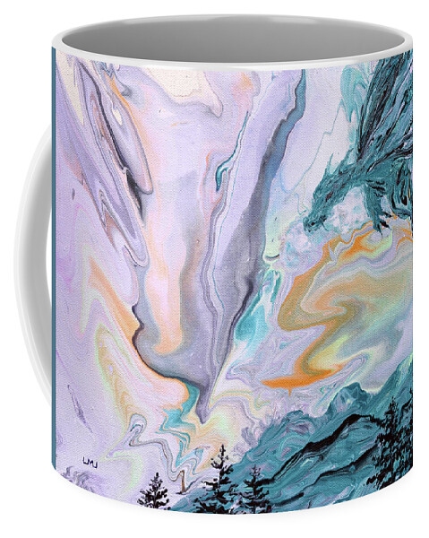 Dragon Coffee Mug featuring the painting Benevolent Dragon in Lavender by Laura Iverson