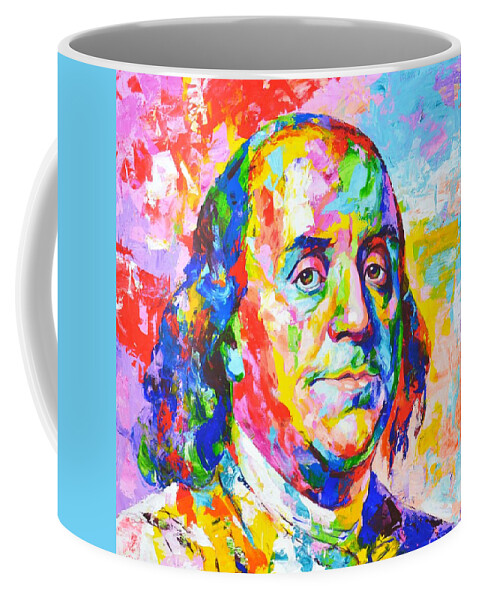 Benjamin Franklin Coffee Mug featuring the painting Benjamin Franklin by Iryna Kastsova