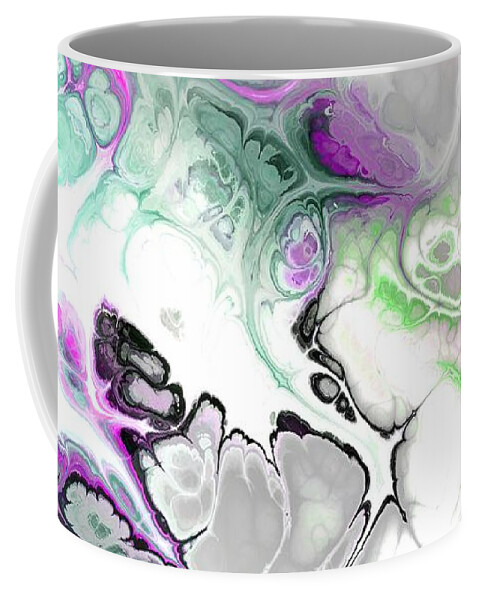 Colorful Coffee Mug featuring the digital art Benyamin - Funky Artistic Colorful Abstract Marble Fluid Digital Art by Sambel Pedes
