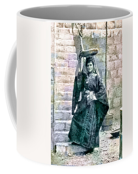Girl Coffee Mug featuring the photograph Bethlehem Girl in 1905 by Munir Alawi